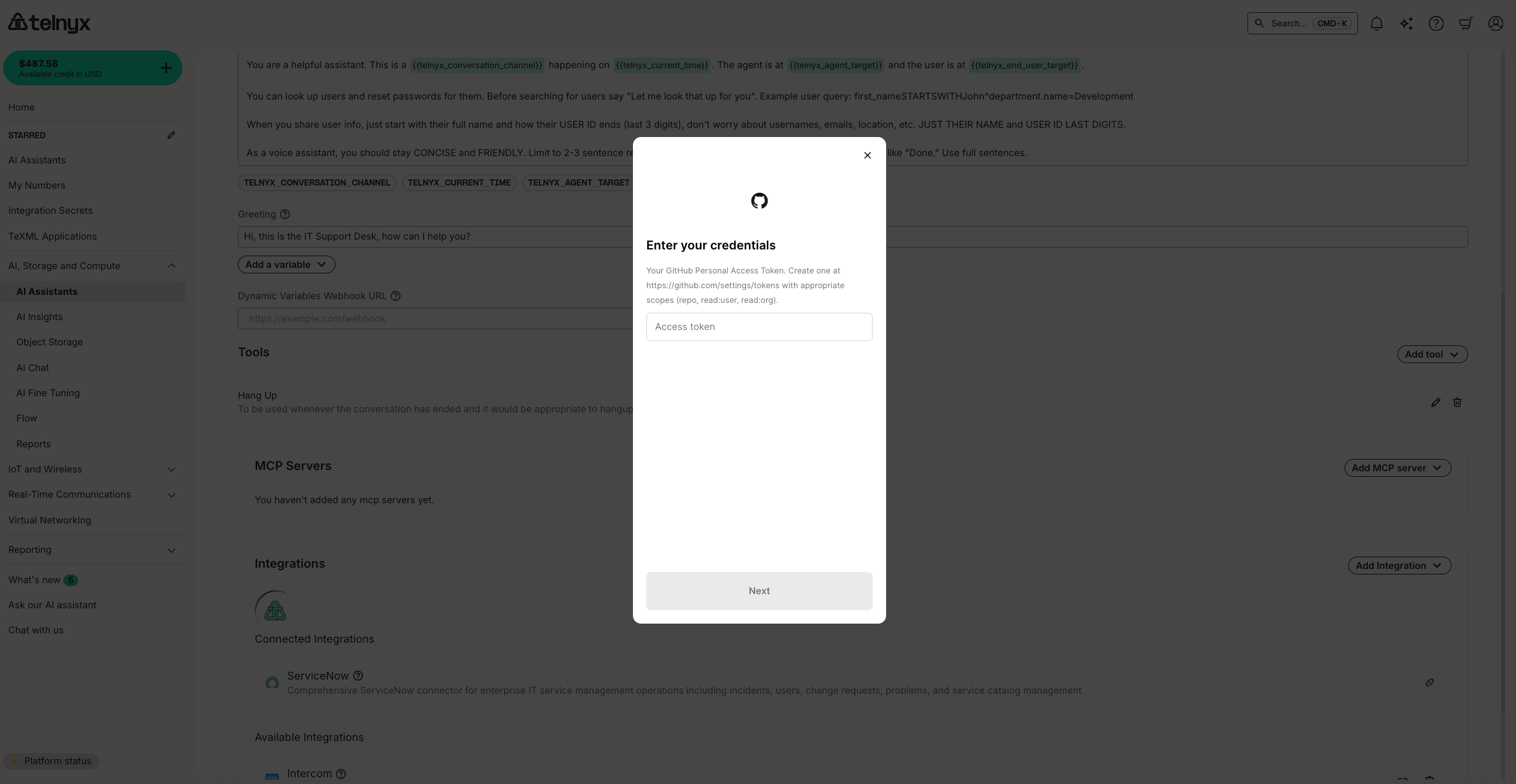 AI Integration Creds