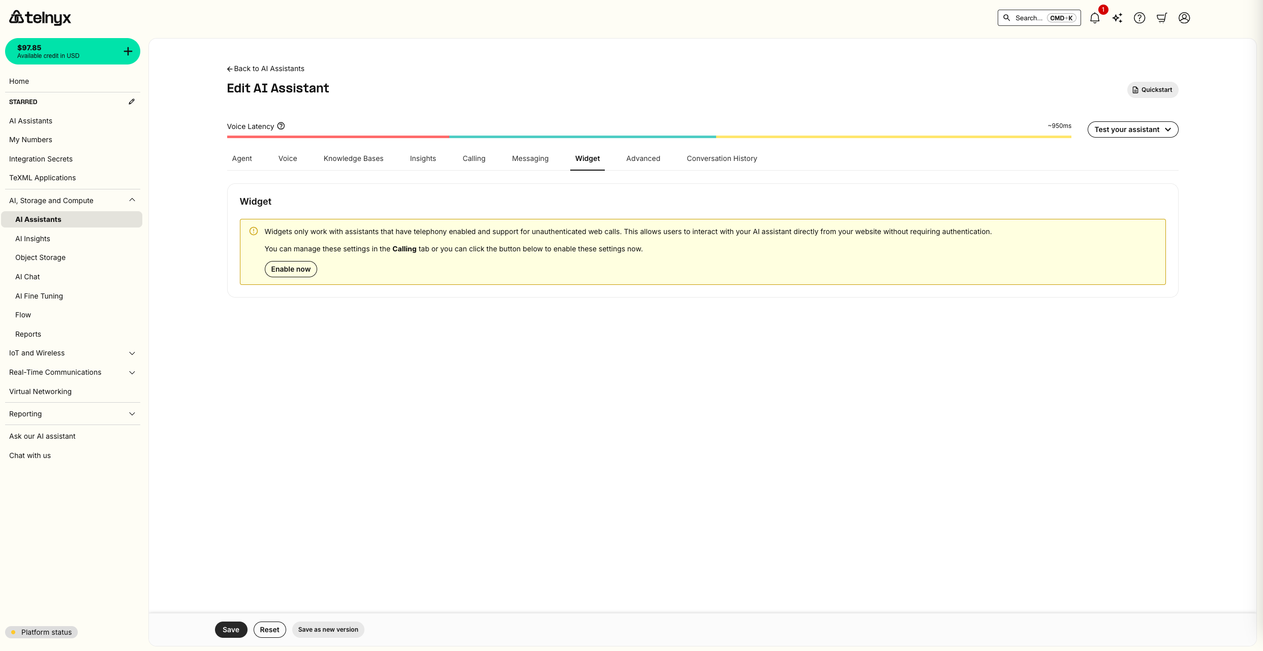 Enable Assistant Widget