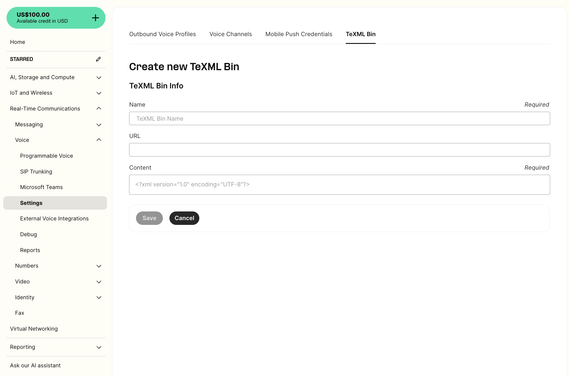 Create a new TeXML File